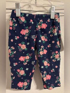 Girls Navy Floral Leggings